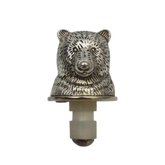Neiman Marcus Bear Bull Wine Bottle Stoppers Silver Plate - Picture 3 of 4